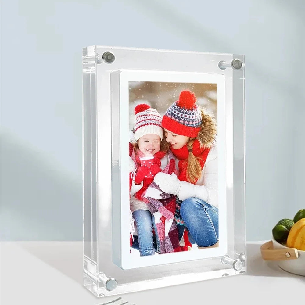 Professional Product Title: 
"5 Inch Acrylic Digital Photo Frame with IPS Screen, 2G Memory, and 1000mAh Battery"